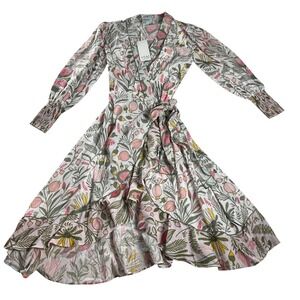 TAJ Sabrina Crippa NWT Wrap Maxi Dress Embroidered Cottagecore S
